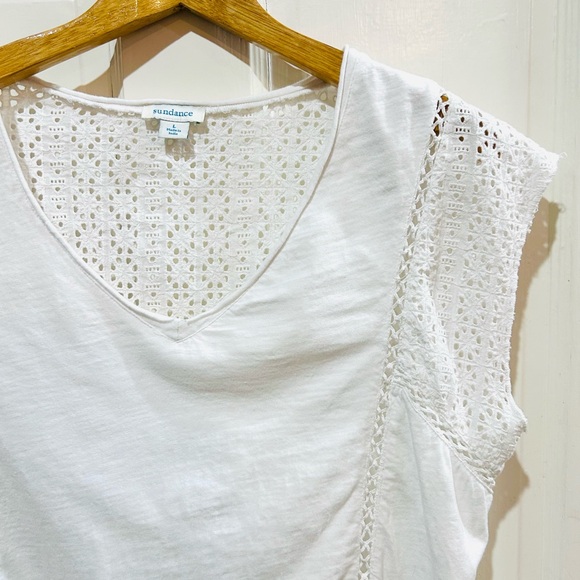 Sundance Tops - {Sundance} White Lace Cap Sleeve Blouse